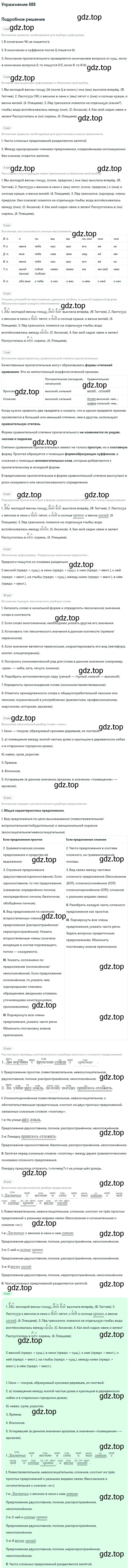 Решение номер 488 (страница 69) гдз по русскому языку 6 класс Баранов, Ладыженская, учебник 2 часть