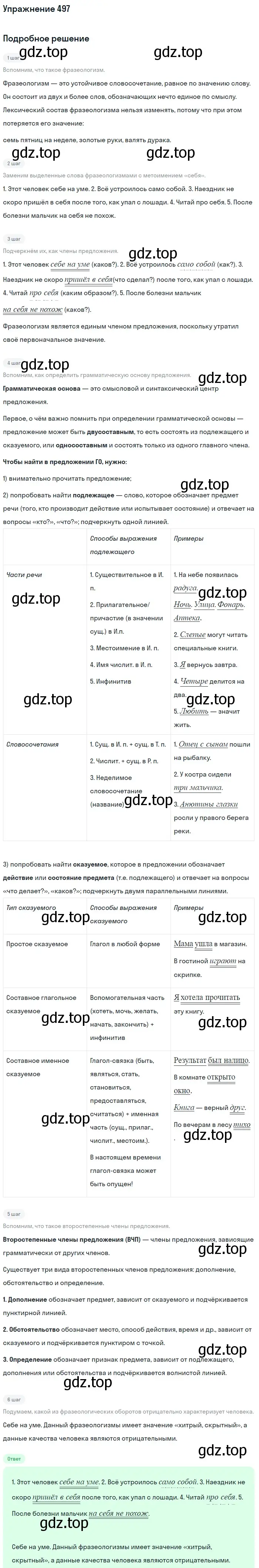 Решение номер 497 (страница 74) гдз по русскому языку 6 класс Баранов, Ладыженская, учебник 2 часть