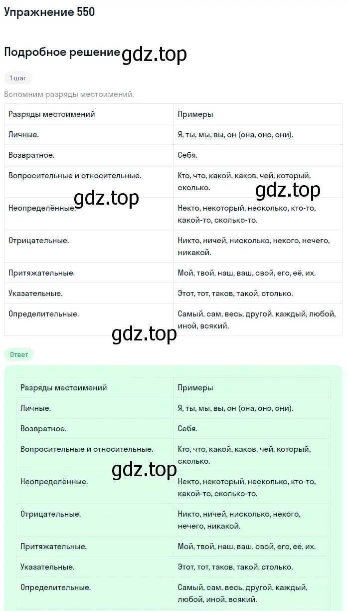 Решение номер 550 (страница 100) гдз по русскому языку 6 класс Баранов, Ладыженская, учебник 2 часть