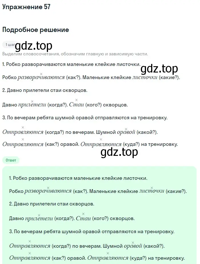 Решение номер 57 (страница 27) гдз по русскому языку 6 класс Баранов, Ладыженская, учебник 1 часть