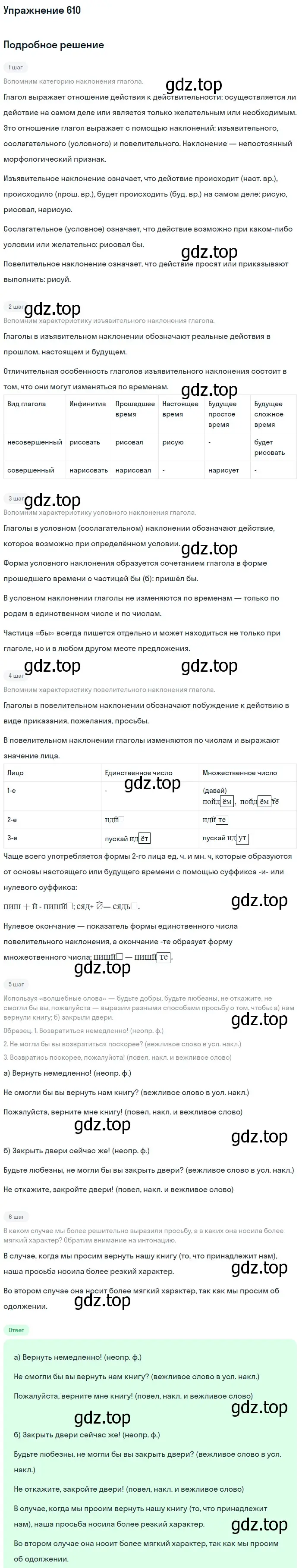 Решение номер 610 (страница 132) гдз по русскому языку 6 класс Баранов, Ладыженская, учебник 2 часть