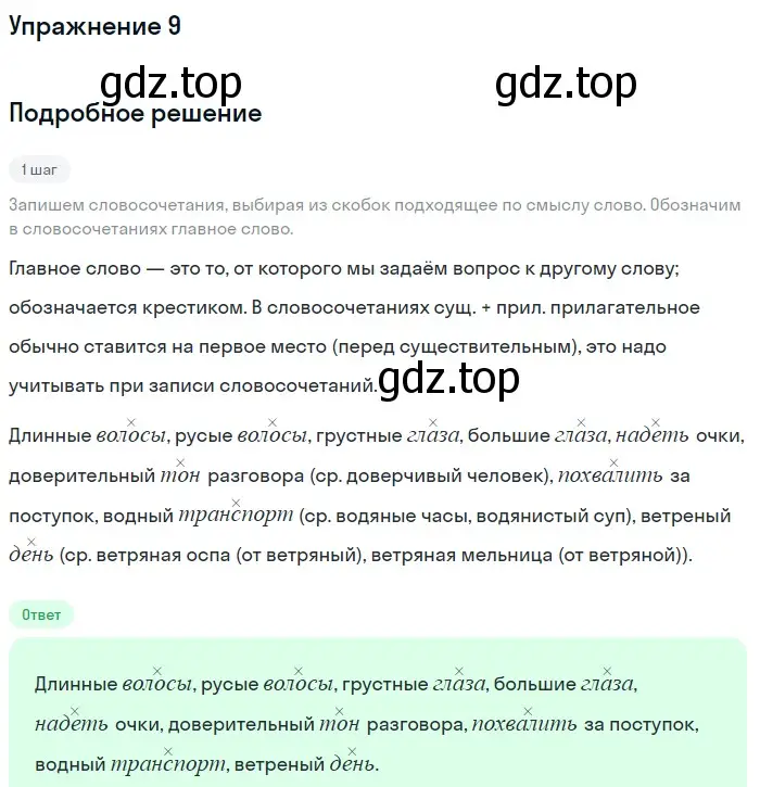 Решение номер 9 (страница 6) гдз по русскому языку 6 класс Баранов, Ладыженская, учебник 1 часть