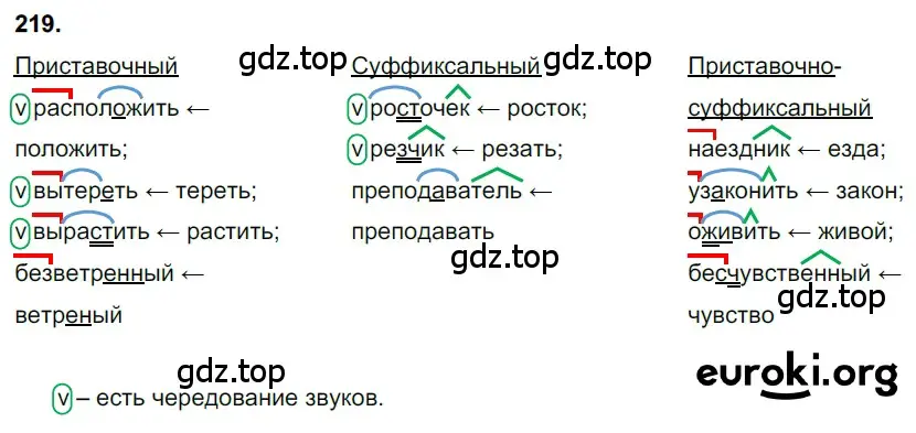 Решение 3. номер 219 (страница 108) гдз по русскому языку 6 класс Баранов, Ладыженская, учебник 1 часть