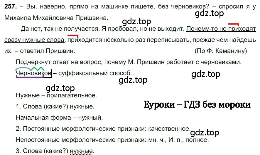 Решение 3. номер 257 (страница 126) гдз по русскому языку 6 класс Баранов, Ладыженская, учебник 1 часть