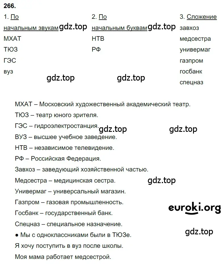 Решение 3. номер 266 (страница 130) гдз по русскому языку 6 класс Баранов, Ладыженская, учебник 1 часть