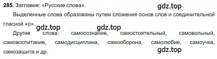 Решение 3. номер 285 (страница 137) гдз по русскому языку 6 класс Баранов, Ладыженская, учебник 1 часть