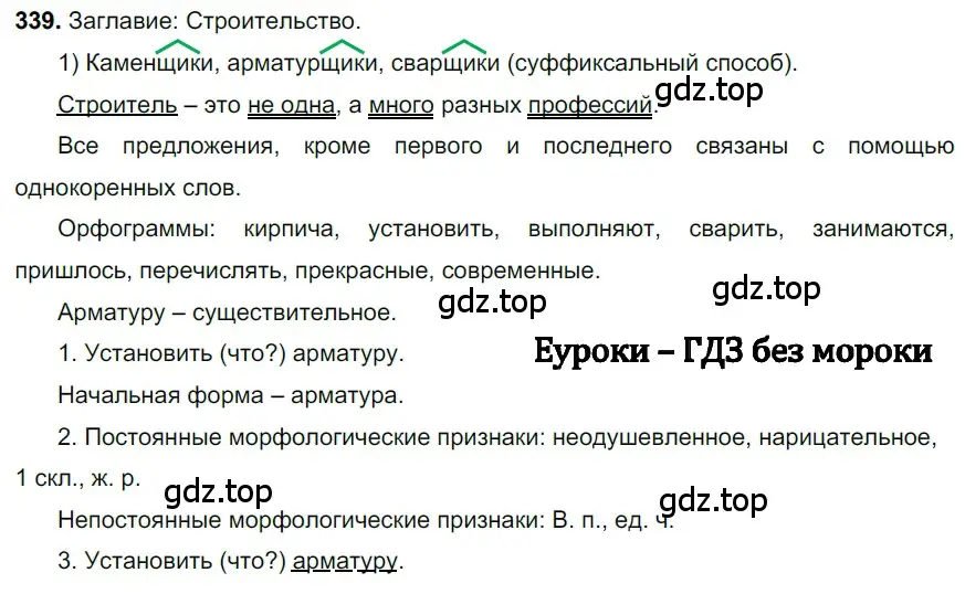 Решение 3. номер 339 (страница 158) гдз по русскому языку 6 класс Баранов, Ладыженская, учебник 1 часть