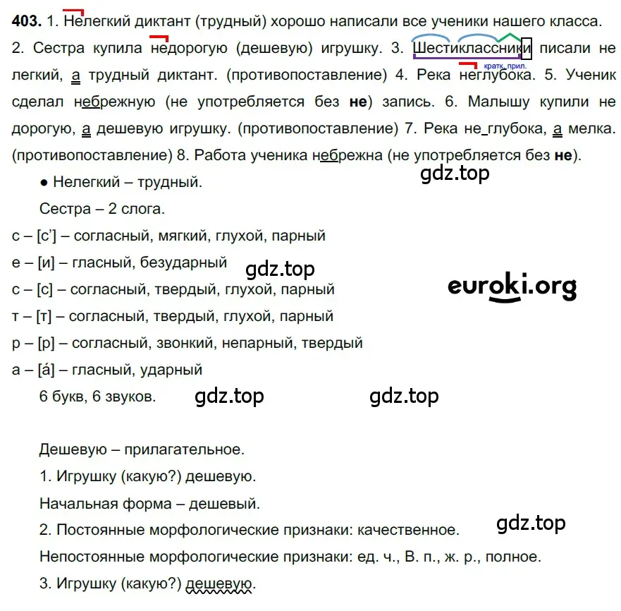 Решение 3. номер 403 (страница 26) гдз по русскому языку 6 класс Баранов, Ладыженская, учебник 2 часть