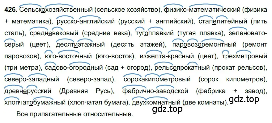 Решение 3. номер 426 (страница 37) гдз по русскому языку 6 класс Баранов, Ладыженская, учебник 2 часть