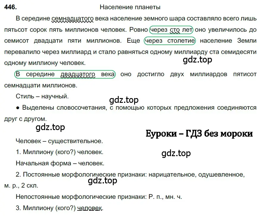 Решение 3. номер 446 (страница 47) гдз по русскому языку 6 класс Баранов, Ладыженская, учебник 2 часть