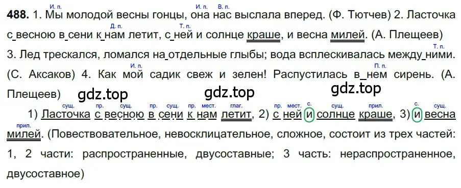 Решение 3. номер 488 (страница 69) гдз по русскому языку 6 класс Баранов, Ладыженская, учебник 2 часть