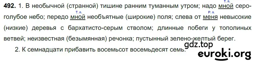 Решение 3. номер 492 (страница 71) гдз по русскому языку 6 класс Баранов, Ладыженская, учебник 2 часть