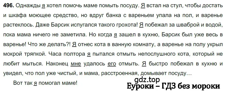 Решение 3. номер 496 (страница 73) гдз по русскому языку 6 класс Баранов, Ладыженская, учебник 2 часть