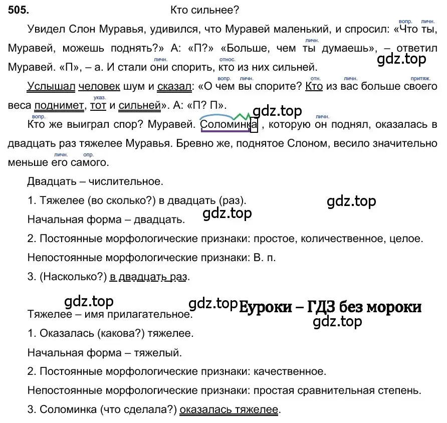 Решение 3. номер 505 (страница 78) гдз по русскому языку 6 класс Баранов, Ладыженская, учебник 2 часть