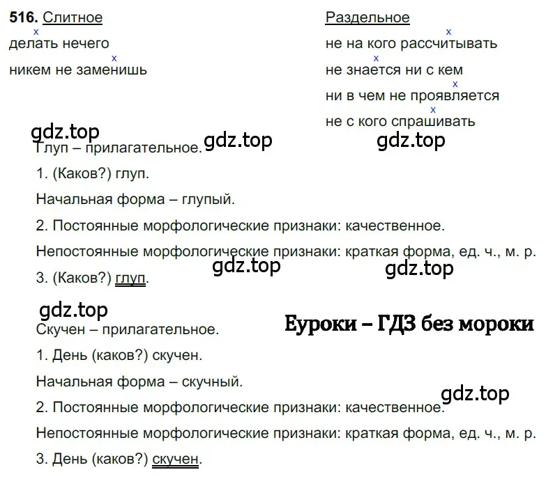 Решение 3. номер 516 (страница 84) гдз по русскому языку 6 класс Баранов, Ладыженская, учебник 2 часть