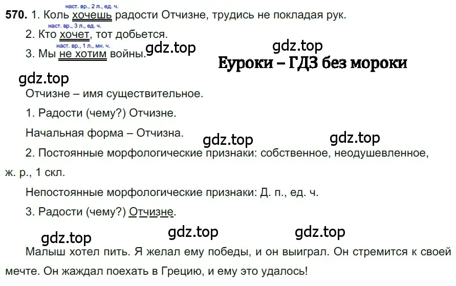 Решение 3. номер 570 (страница 110) гдз по русскому языку 6 класс Баранов, Ладыженская, учебник 2 часть