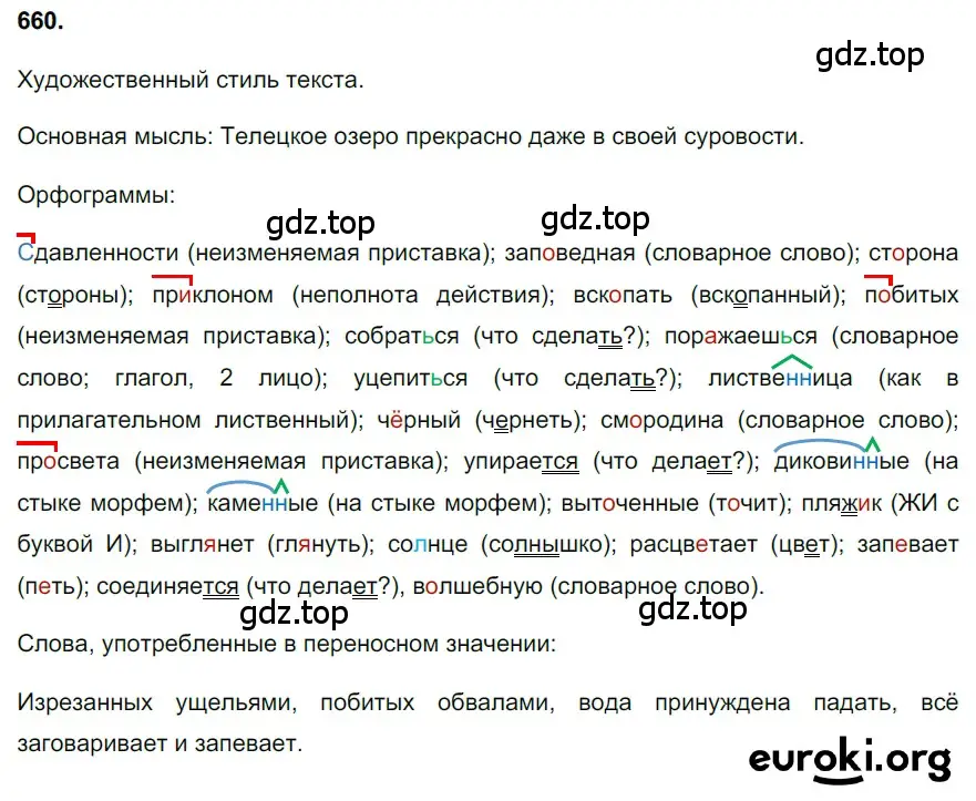 Решение 3. номер 660 (страница 151) гдз по русскому языку 6 класс Баранов, Ладыженская, учебник 2 часть