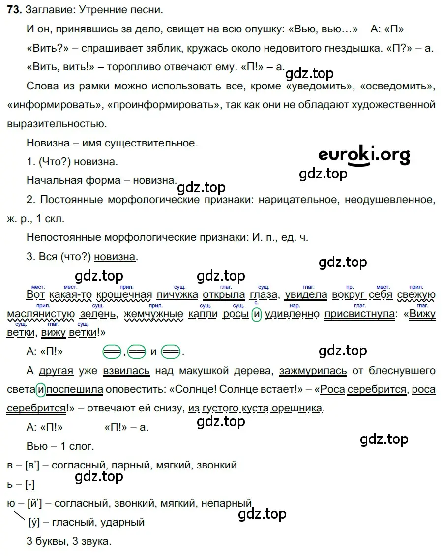 Решение 3. номер 73 (страница 35) гдз по русскому языку 6 класс Баранов, Ладыженская, учебник 1 часть