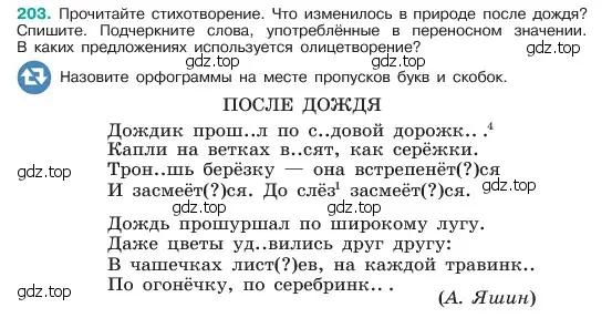 Условие номер 203 (страница 107) гдз по русскому языку 6 класс Баранов, Ладыженская, учебник 1 часть