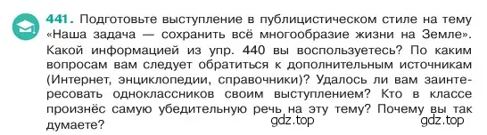 Условие номер 441 (страница 21) гдз по русскому языку 6 класс Баранов, Ладыженская, учебник 2 часть