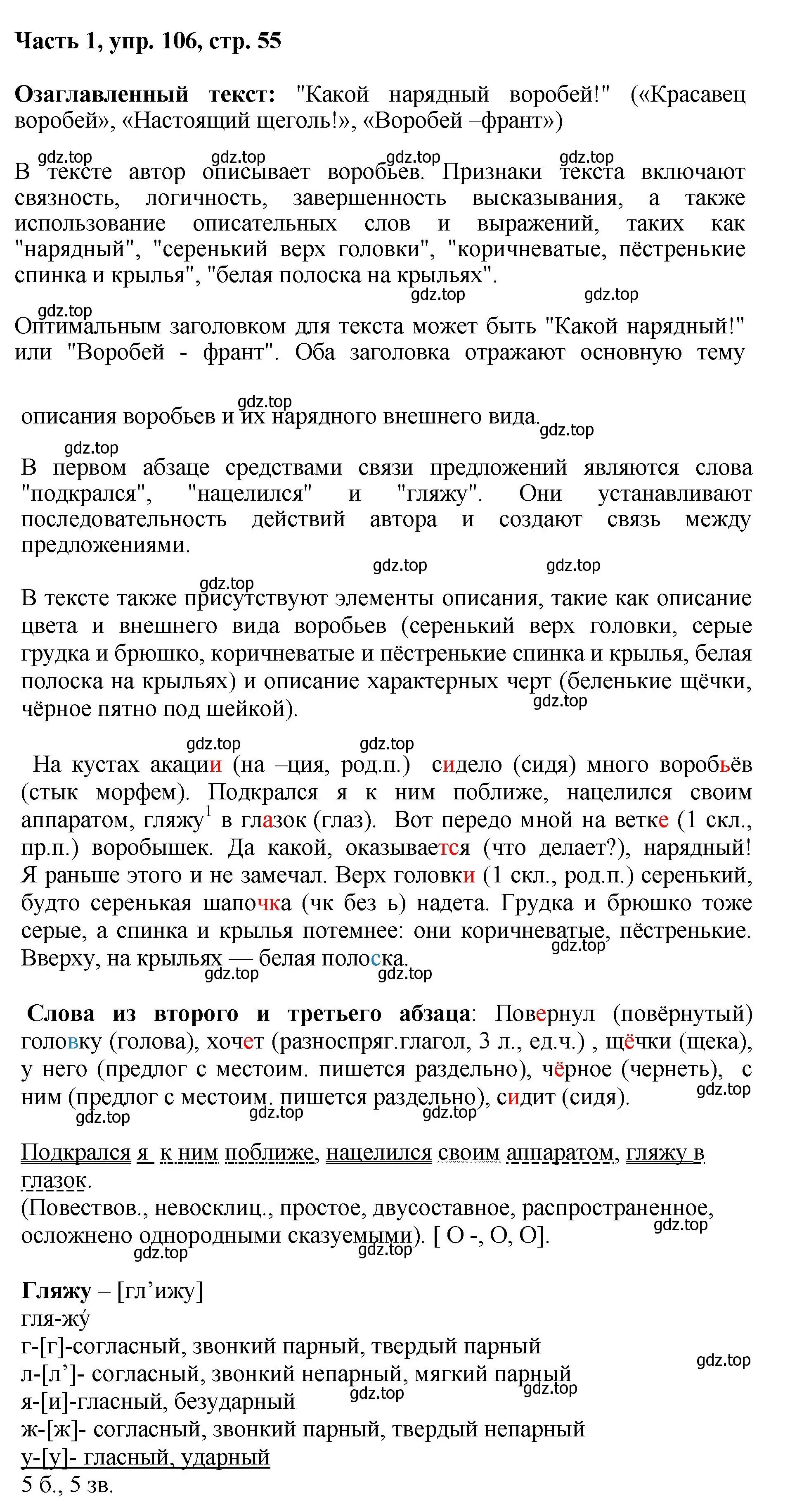 Решение номер 106 (страница 55) гдз по русскому языку 6 класс Баранов, Ладыженская, учебник 1 часть