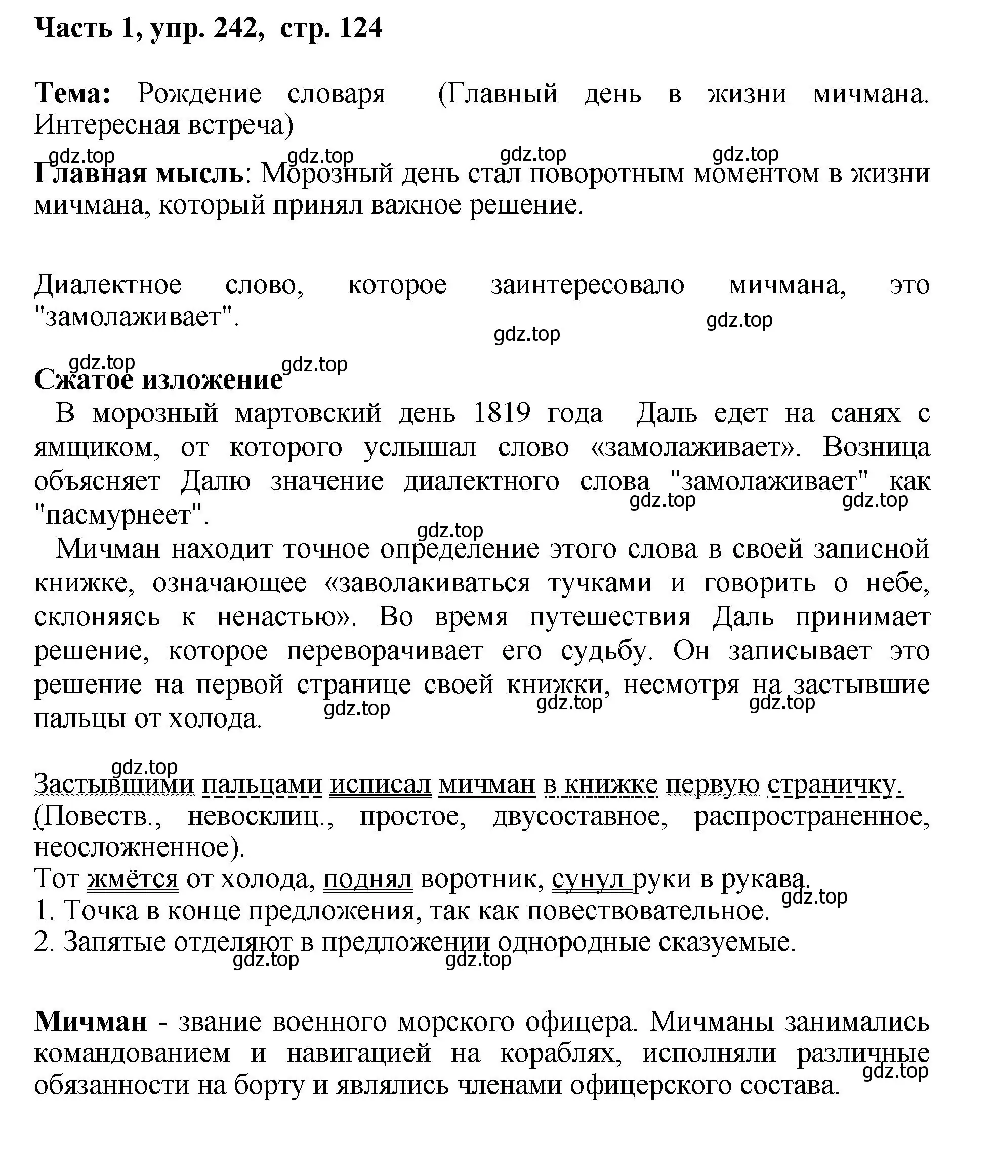 Решение номер 242 (страница 124) гдз по русскому языку 6 класс Баранов, Ладыженская, учебник 1 часть