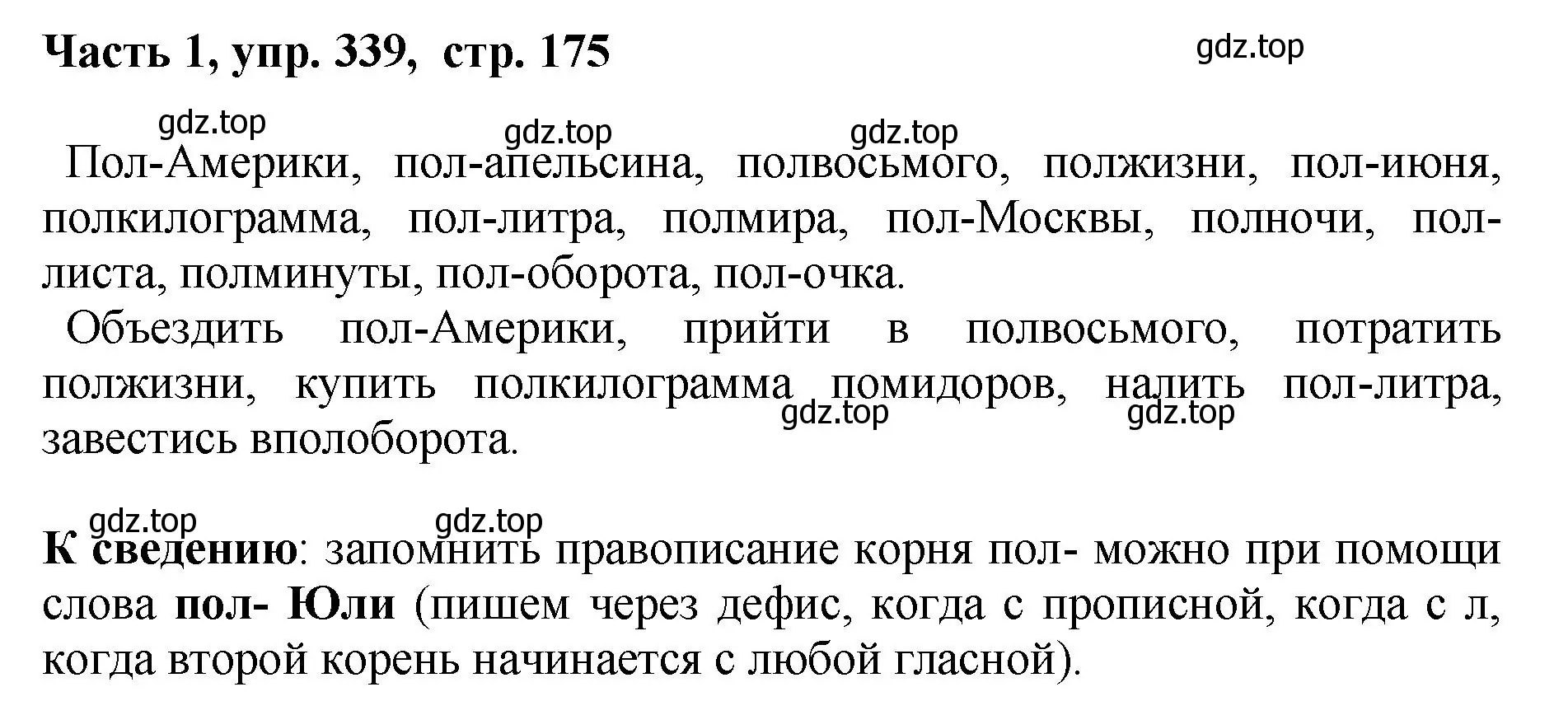 Решение номер 339 (страница 175) гдз по русскому языку 6 класс Баранов, Ладыженская, учебник 1 часть