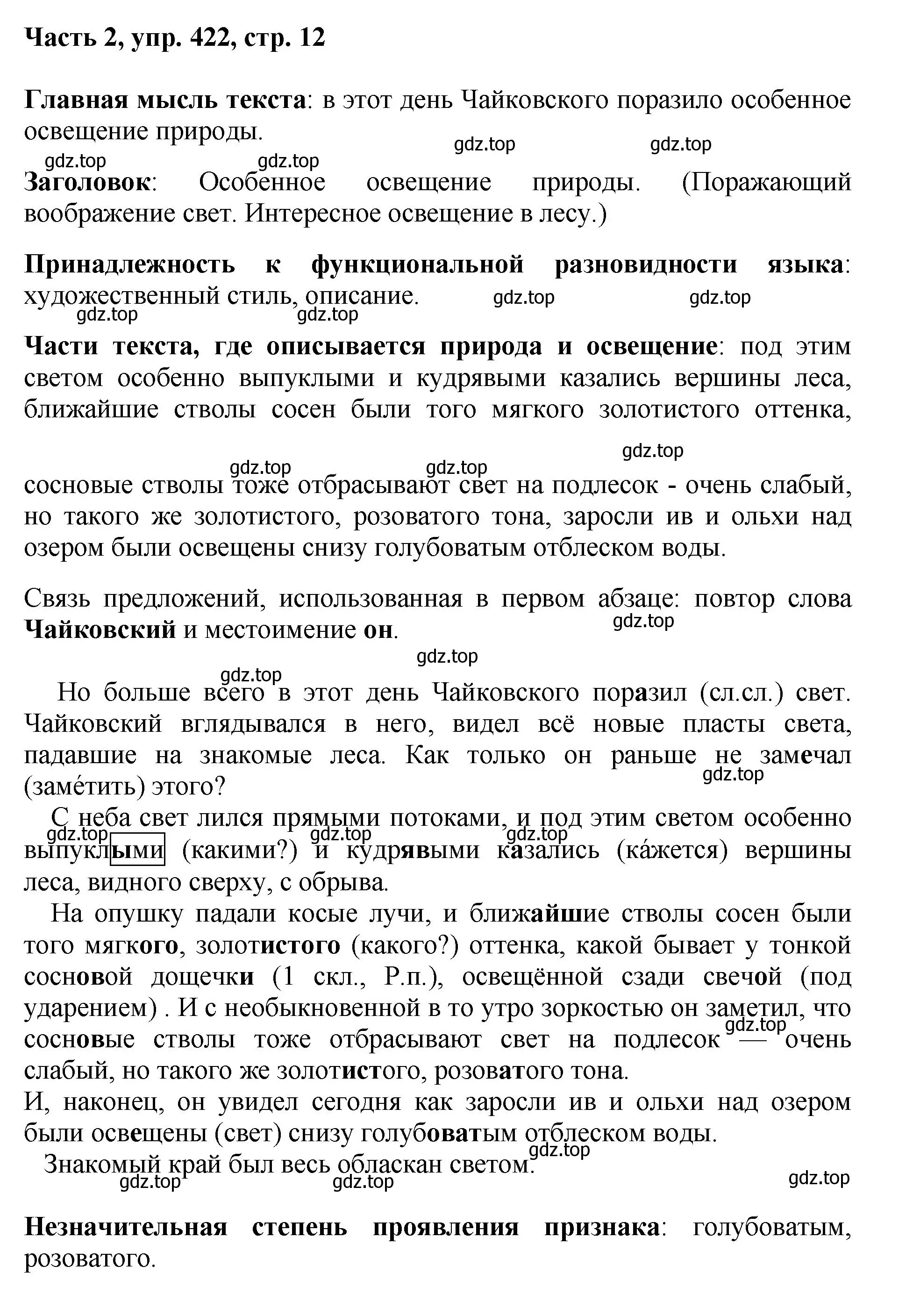 Решение номер 422 (страница 12) гдз по русскому языку 6 класс Баранов, Ладыженская, учебник 2 часть