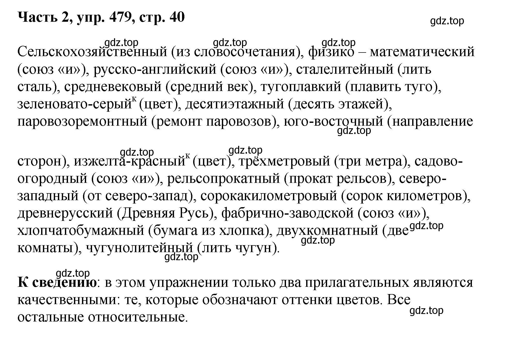 Решение номер 479 (страница 40) гдз по русскому языку 6 класс Баранов, Ладыженская, учебник 2 часть