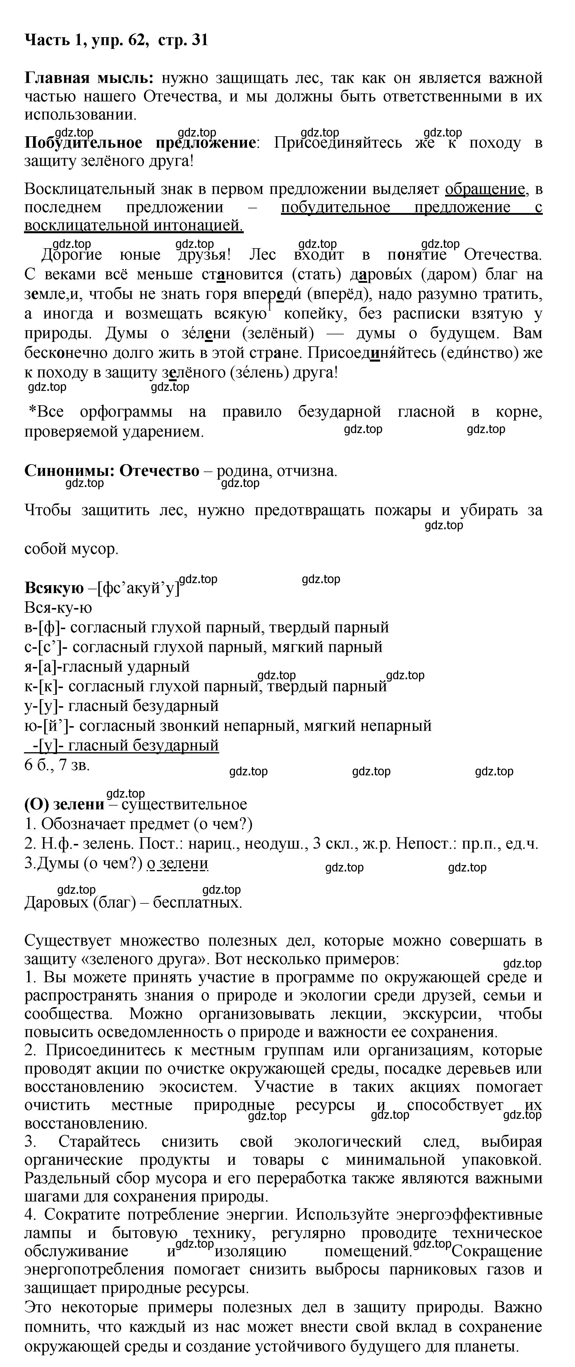 Решение номер 62 (страница 31) гдз по русскому языку 6 класс Баранов, Ладыженская, учебник 1 часть