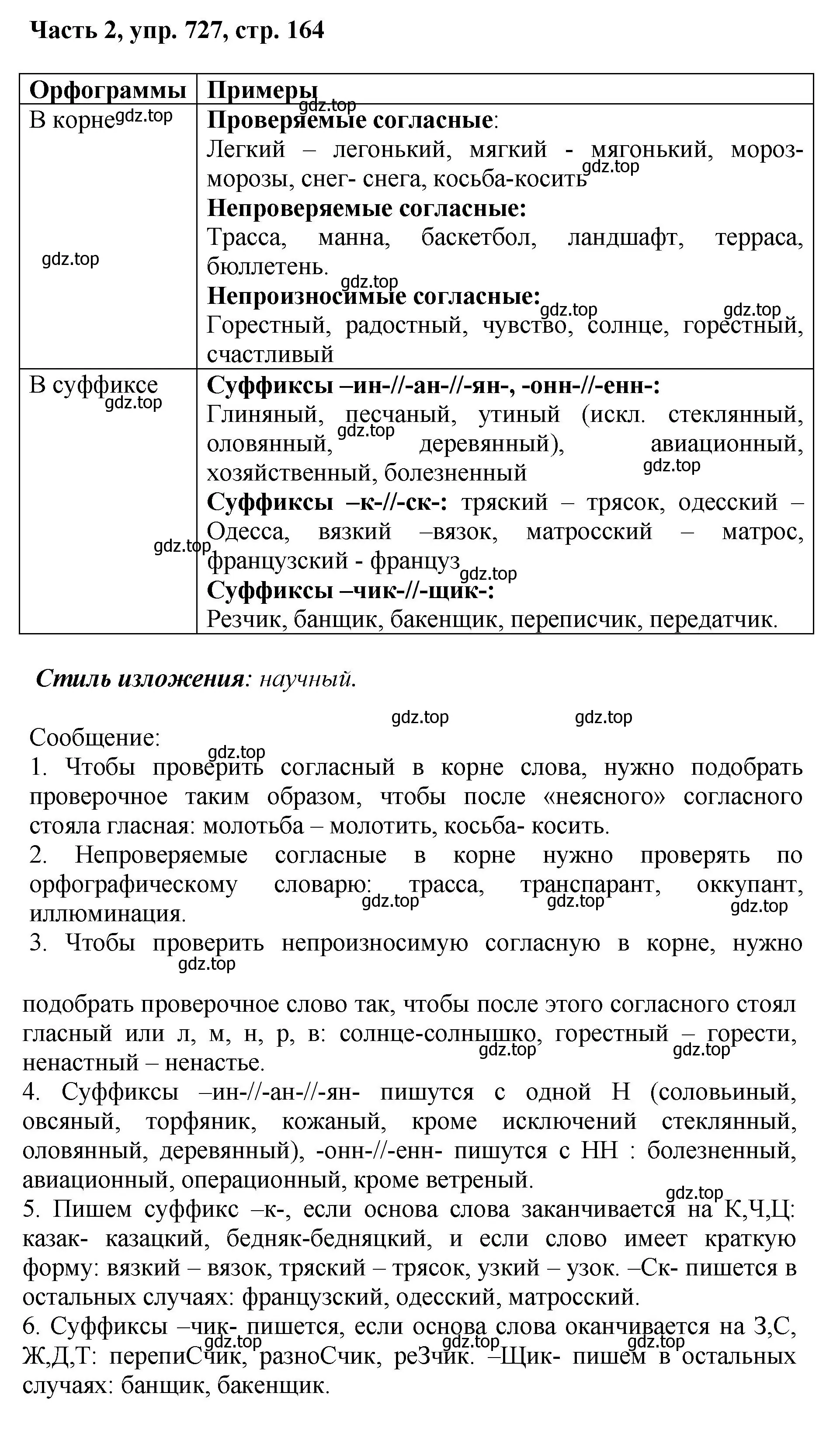 Решение номер 727 (страница 164) гдз по русскому языку 6 класс Баранов, Ладыженская, учебник 2 часть