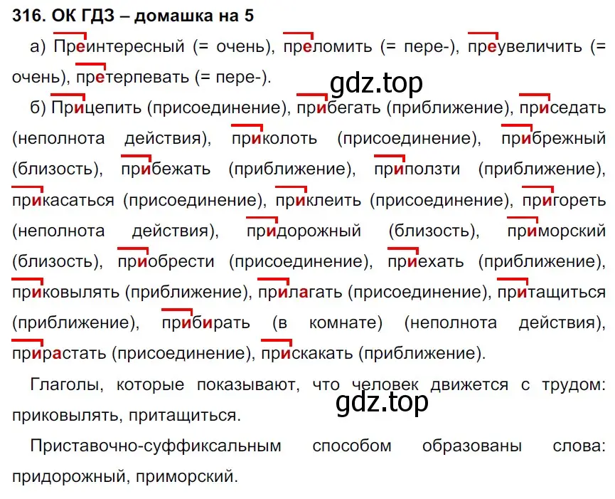 Решение 2. номер 316 (страница 165) гдз по русскому языку 6 класс Баранов, Ладыженская, учебник 1 часть