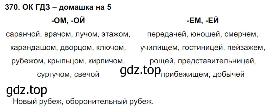 Решение 2. номер 370 (страница 186) гдз по русскому языку 6 класс Баранов, Ладыженская, учебник 1 часть