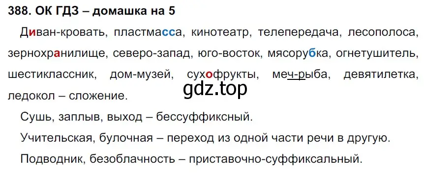 Решение 2. номер 388 (страница 194) гдз по русскому языку 6 класс Баранов, Ладыженская, учебник 1 часть