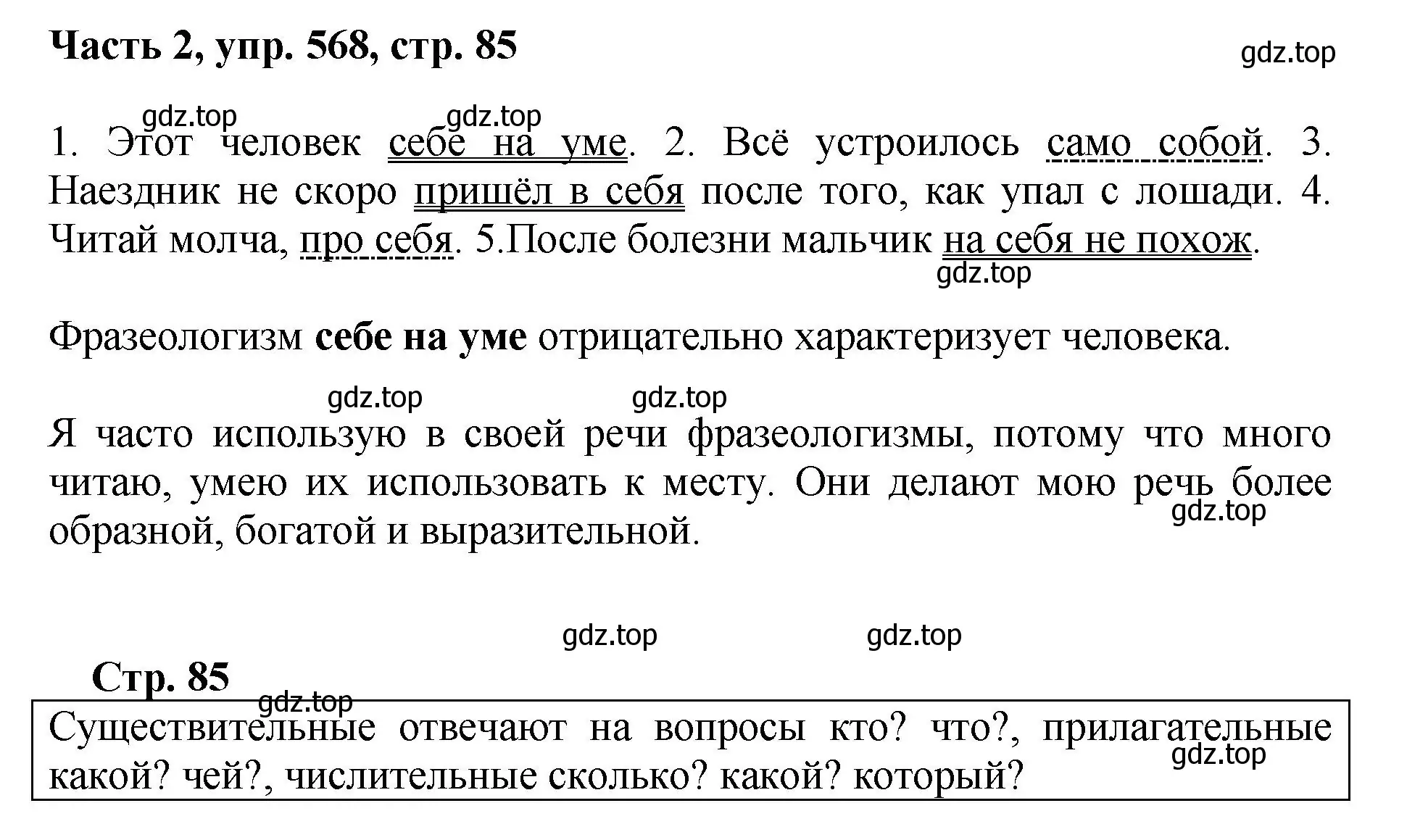 Решение 2. номер 568 (страница 85) гдз по русскому языку 6 класс Баранов, Ладыженская, учебник 2 часть