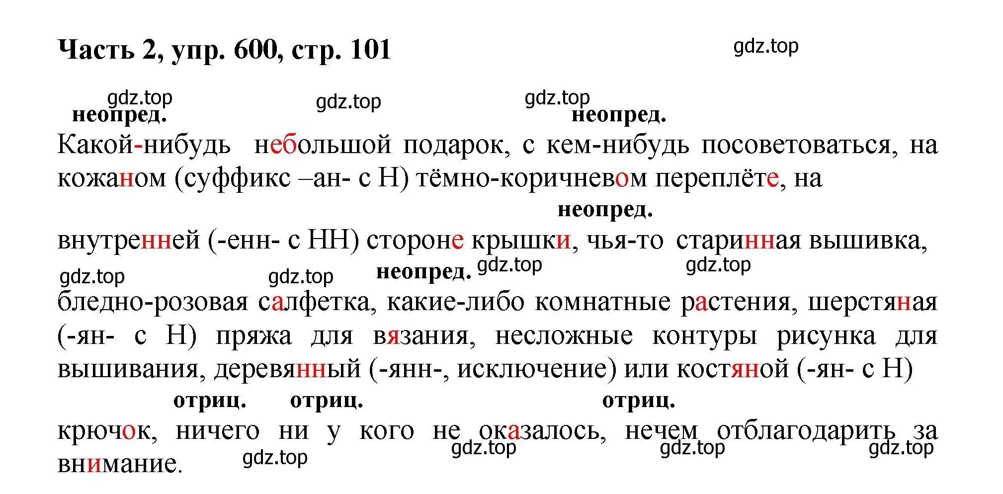 Решение 2. номер 600 (страница 101) гдз по русскому языку 6 класс Баранов, Ладыженская, учебник 2 часть