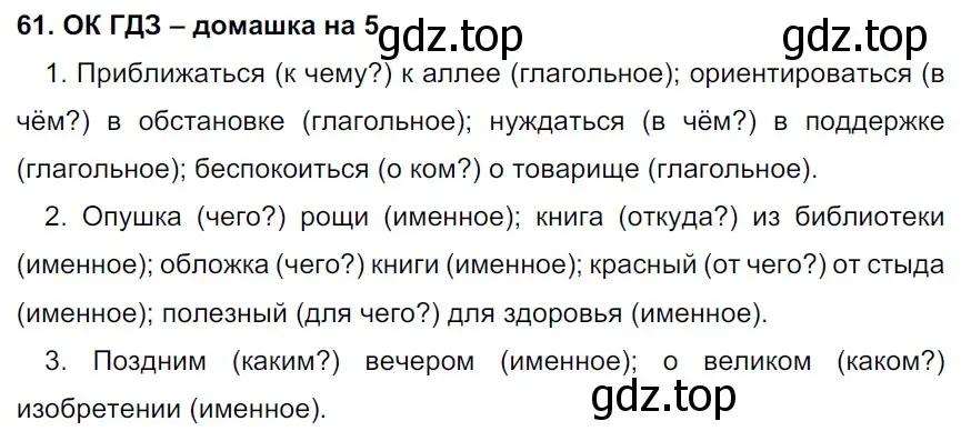 Решение 2. номер 61 (страница 30) гдз по русскому языку 6 класс Баранов, Ладыженская, учебник 1 часть