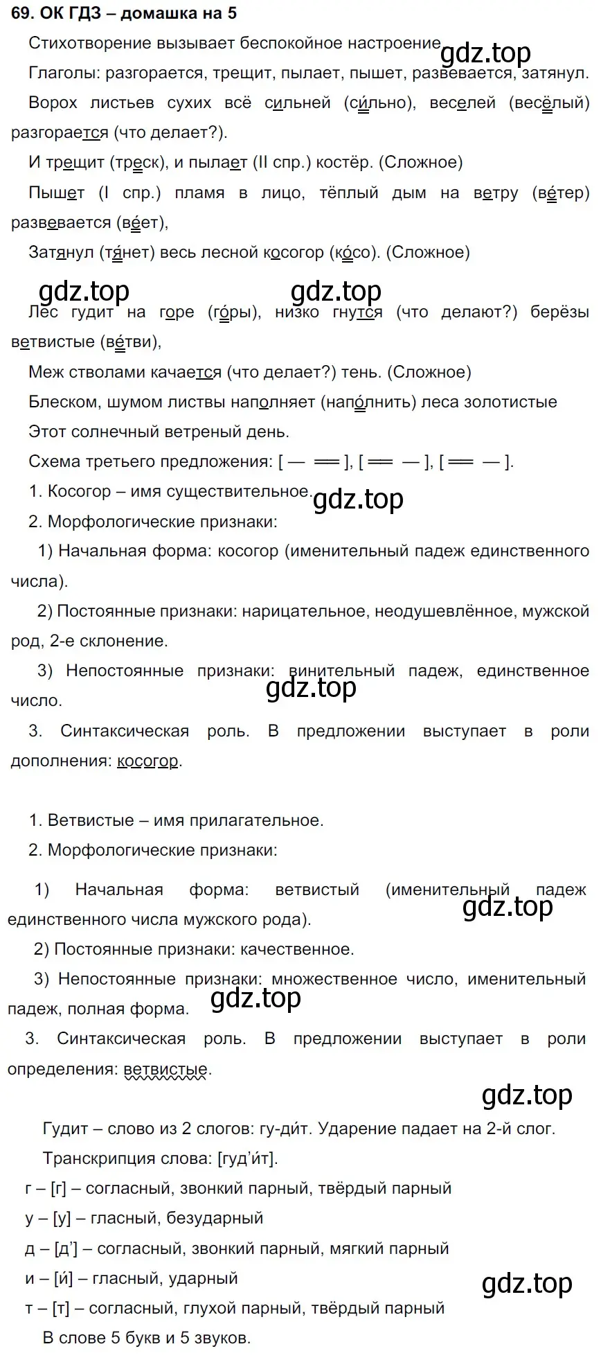 Решение 2. номер 69 (страница 34) гдз по русскому языку 6 класс Баранов, Ладыженская, учебник 1 часть