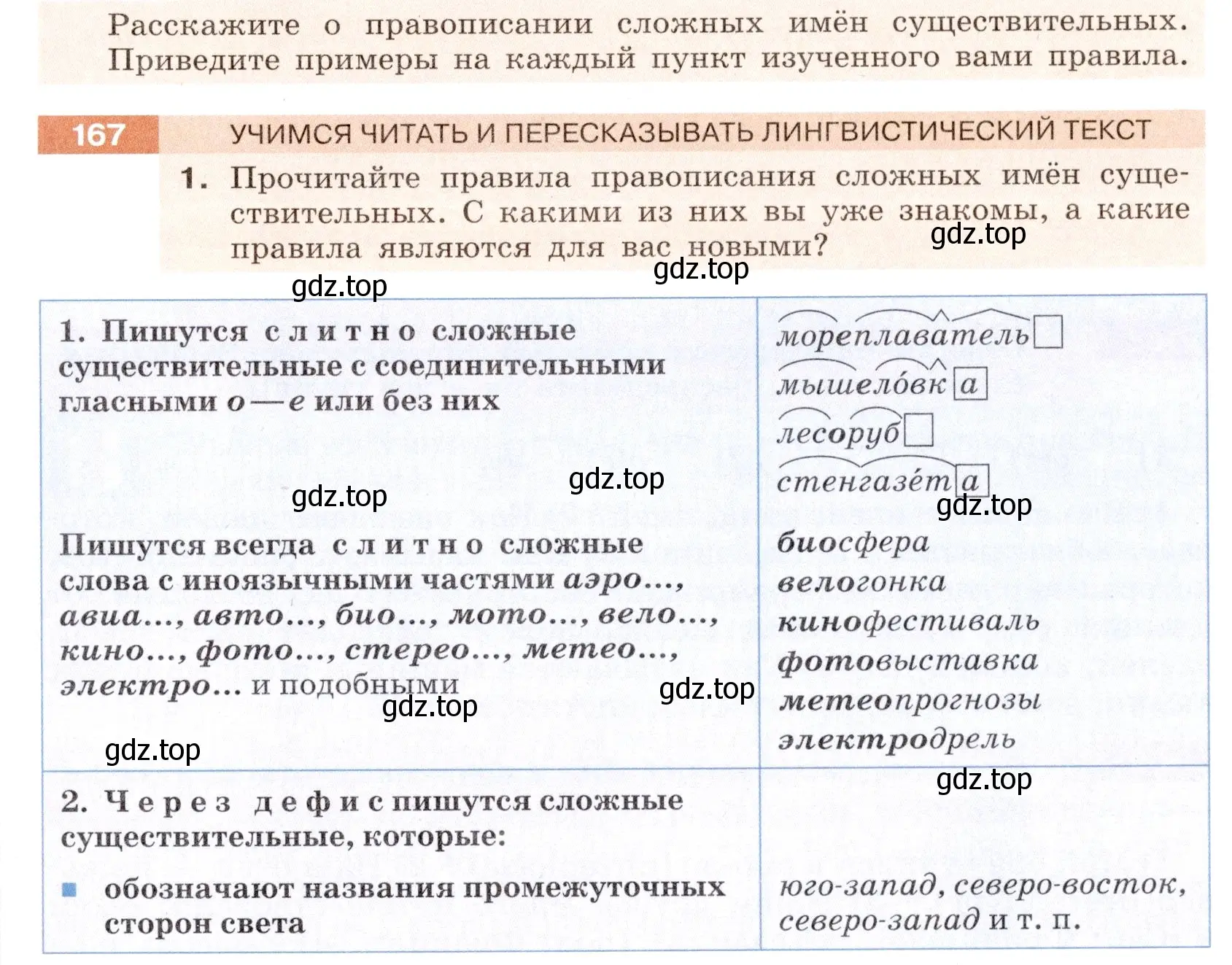 Условие номер 167 (страница 65) гдз по русскому языку 6 класс Разумовская, Львова, учебник 1 часть