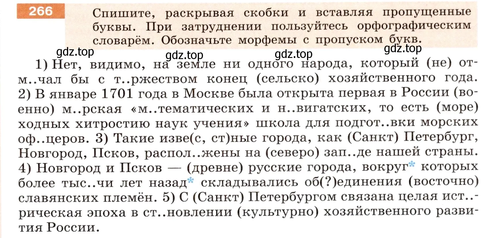 Условие номер 266 (страница 99) гдз по русскому языку 6 класс Разумовская, Львова, учебник 1 часть