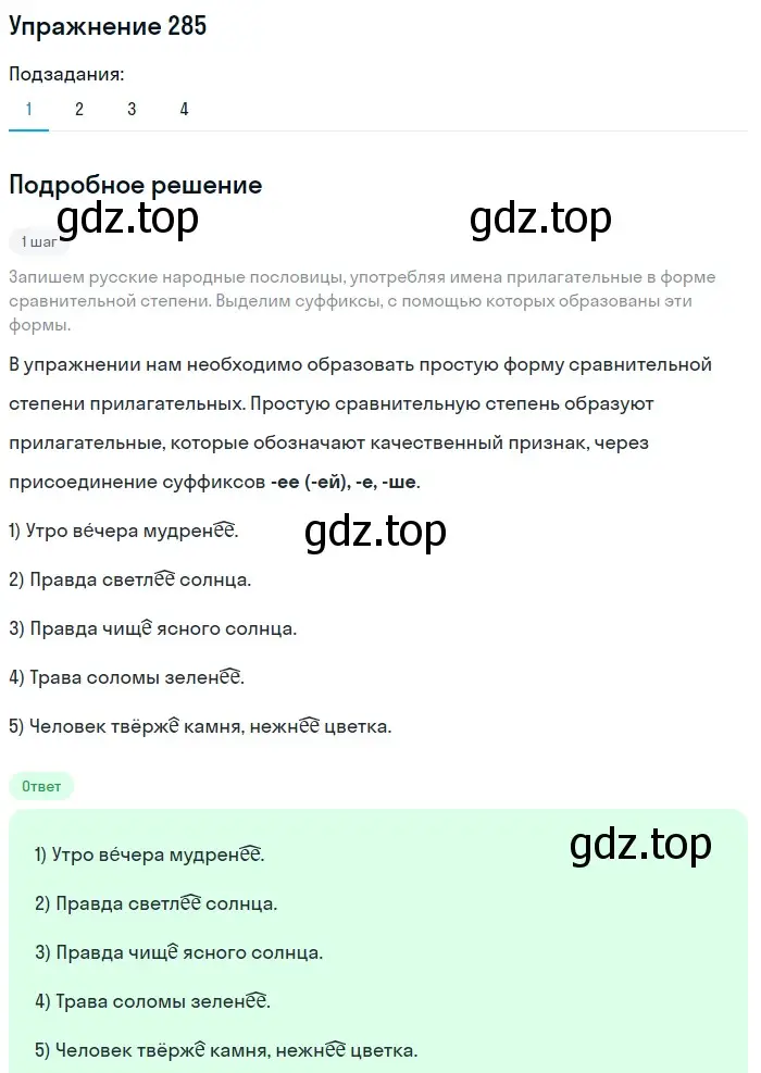 Решение номер 285 (страница 106) гдз по русскому языку 6 класс Разумовская, Львова, учебник 1 часть