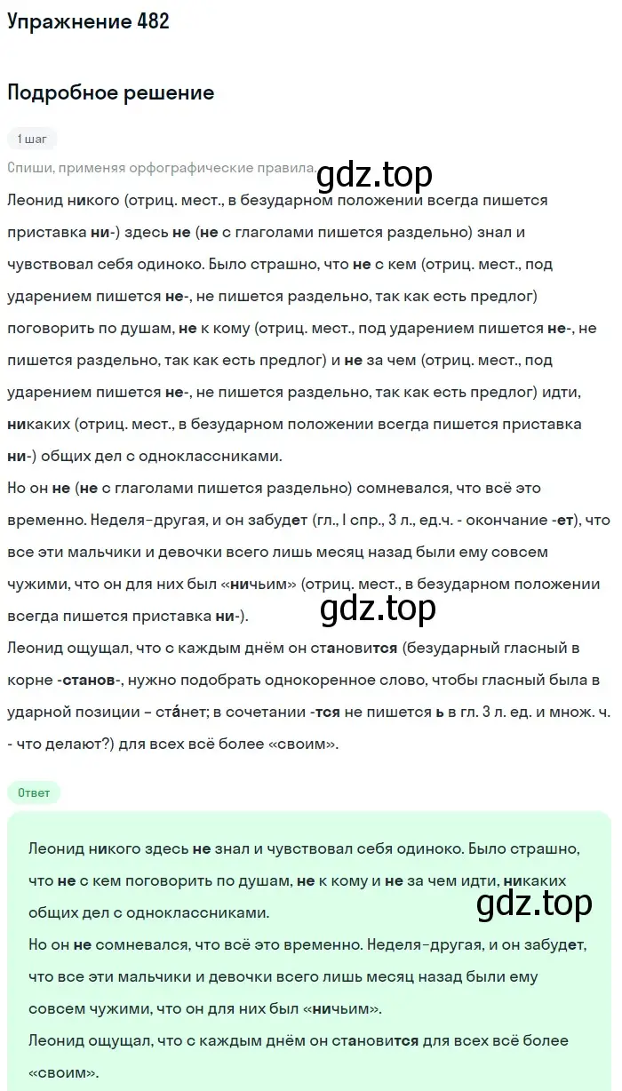 Решение номер 482 (страница 24) гдз по русскому языку 6 класс Разумовская, Львова, учебник 2 часть