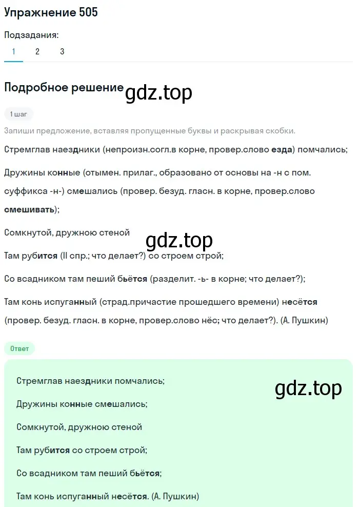 Решение номер 505 (страница 33) гдз по русскому языку 6 класс Разумовская, Львова, учебник 2 часть