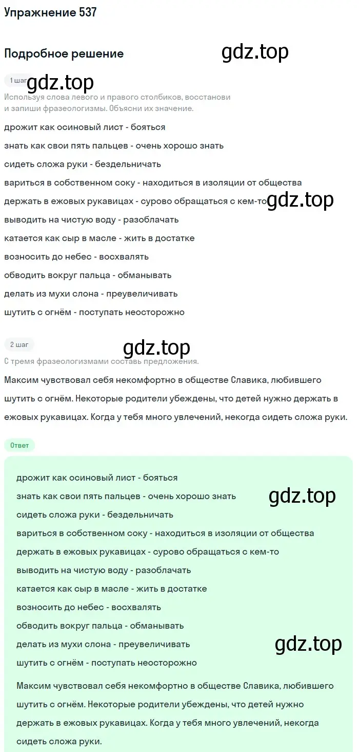Решение номер 537 (страница 43) гдз по русскому языку 6 класс Разумовская, Львова, учебник 2 часть