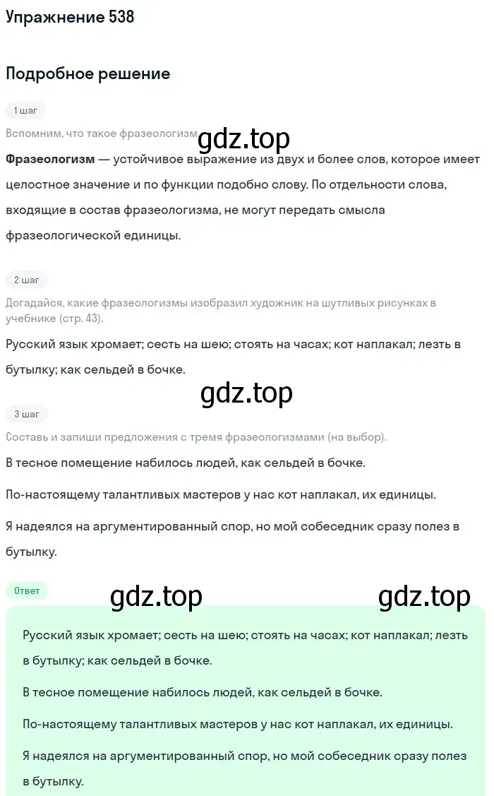 Решение номер 538 (страница 43) гдз по русскому языку 6 класс Разумовская, Львова, учебник 2 часть