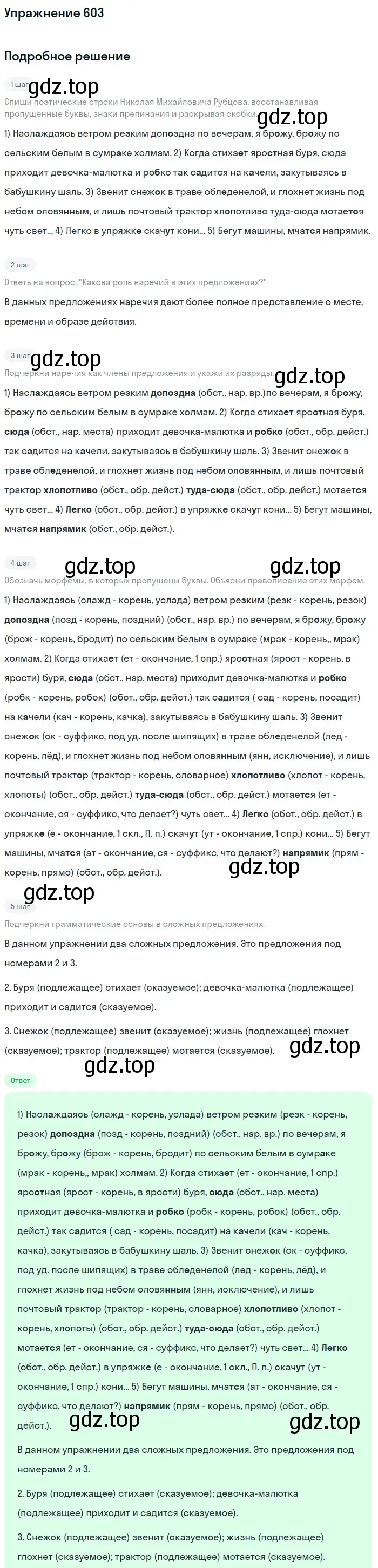 Решение номер 603 (страница 74) гдз по русскому языку 6 класс Разумовская, Львова, учебник 2 часть