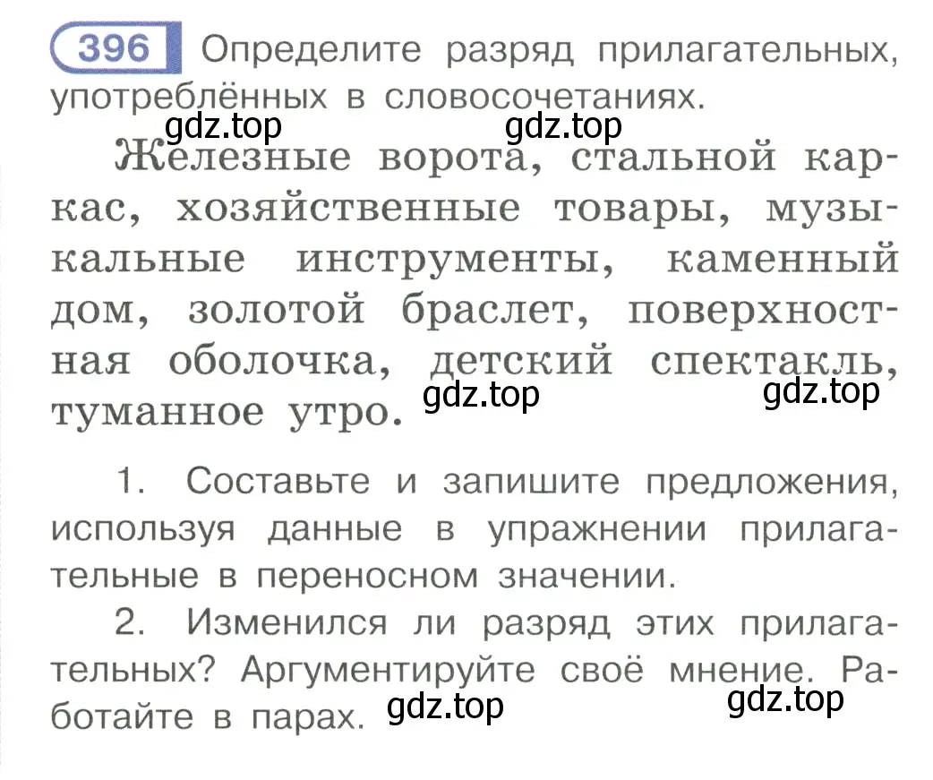 Условие ноомер 396 (страница 10) гдз по русскому языку 6 класс Рыбченкова, Александрова, учебник 2 часть