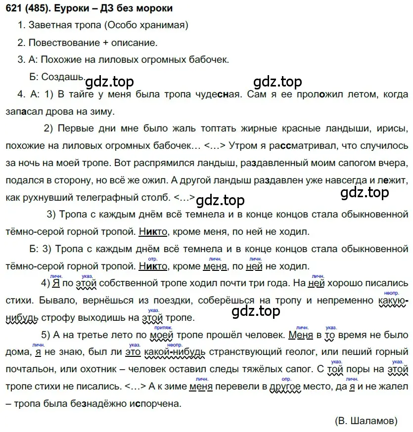 Решение ноомер 621 (страница 96) гдз по русскому языку 6 класс Рыбченкова, Александрова, учебник 2 часть