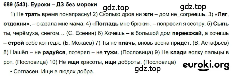 Решение ноомер 689 (страница 126) гдз по русскому языку 6 класс Рыбченкова, Александрова, учебник 2 часть