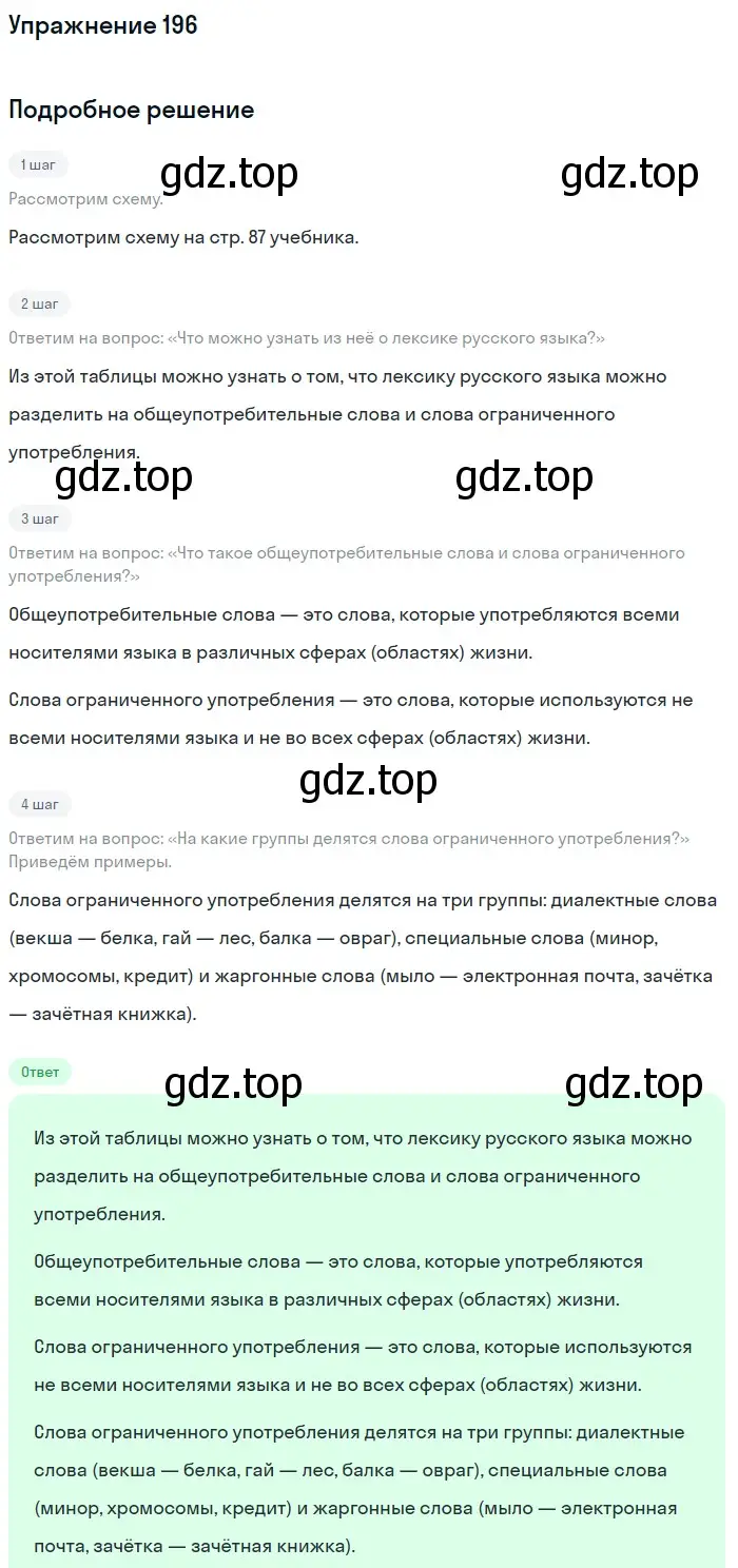 Решение 2. ноомер 196 (страница 87) гдз по русскому языку 6 класс Рыбченкова, Александрова, учебник 1 часть